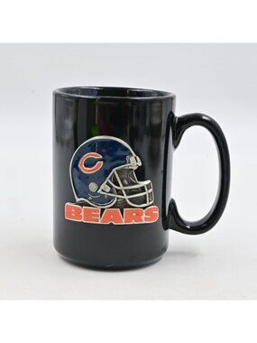 NFL Chicago Bears Mug Black Ceramic Pewter Helmet Logo